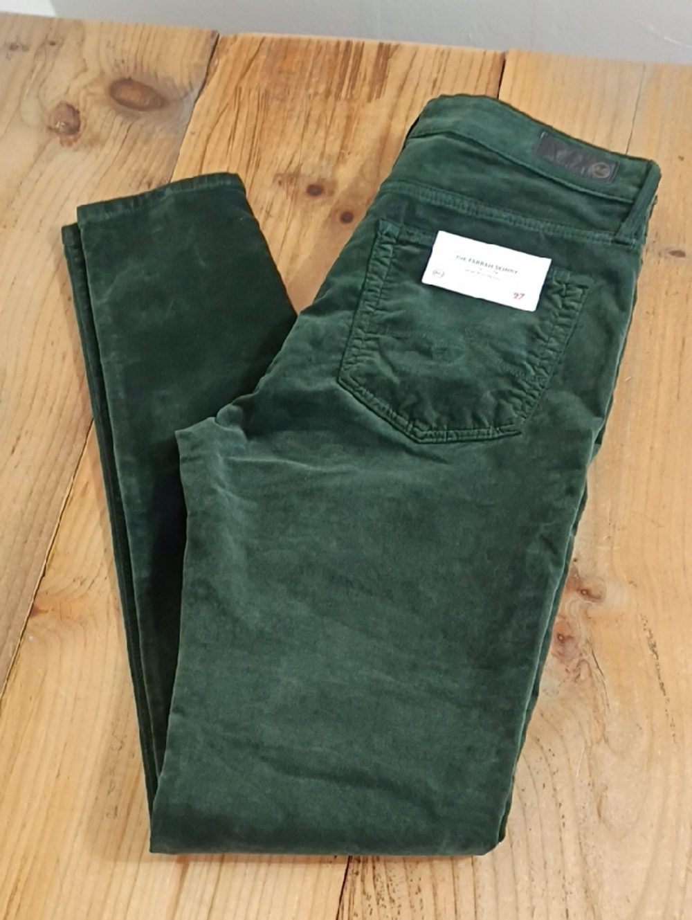 AG Adriano Goldschmeid Green Velvet The Farrah High Rise Skinny Jean Size 27 NWT